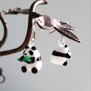 Glass Panda Earrings